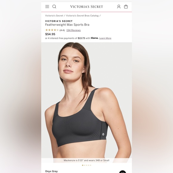 Victoria’s Secret Featherweight Max Sports Bra Gray 32DD (32E) BRAND NEW!! - Picture 2 of 7